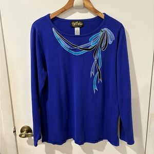 Bob Mackie Vintage Sweater Blue Ribbon Detail / Large